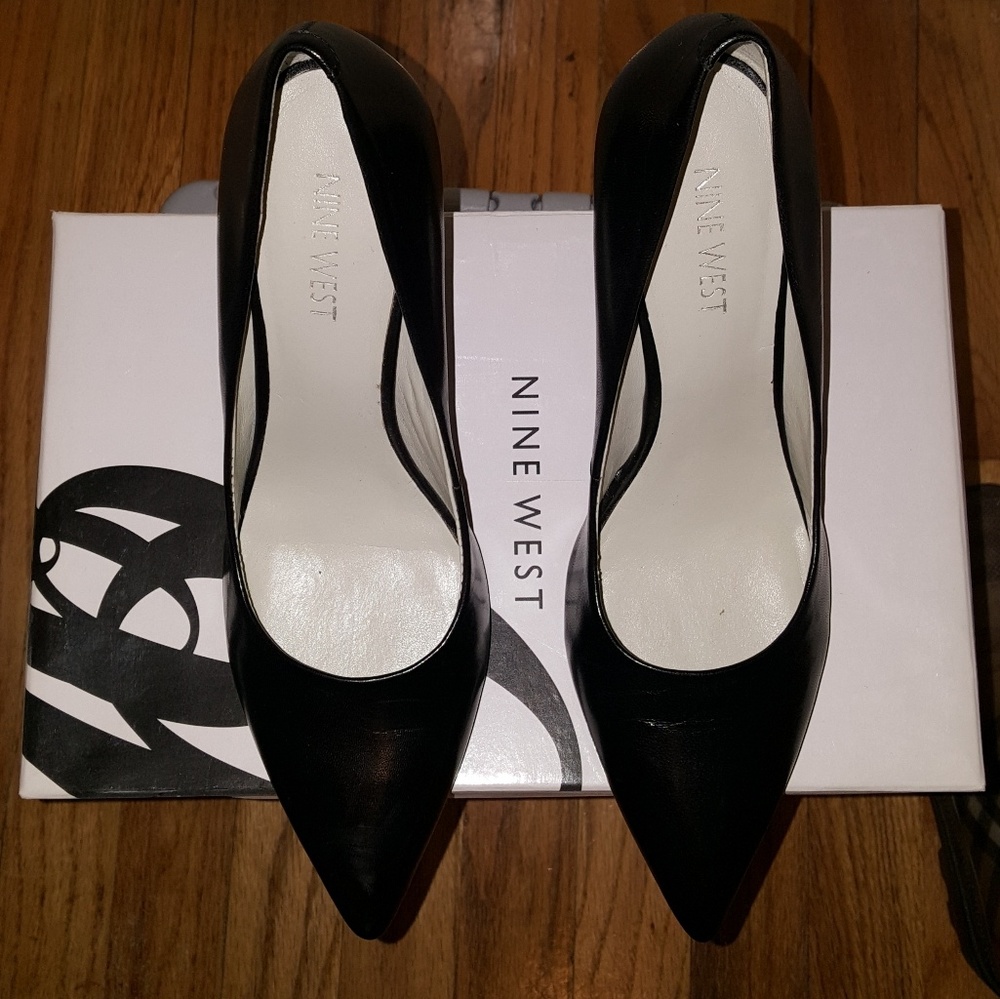 Nine West Black Leather Heels